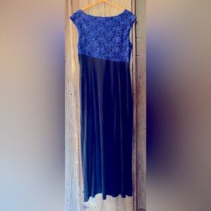 Elegant Royal Blue and Black Mother of the Bride Dress.